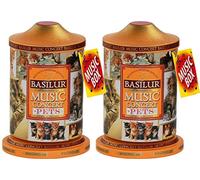 Basilur, Pets Musical Tin, Music Concert Collection, Pure Ceylon Black Tea with mango, pineapple, strawberry, and cream, 20 Pyramid Tea Bags in metal caddy, Pack of 2