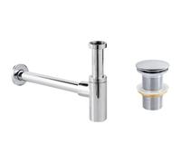 Basin Bottle Trap with Click Clack Waste MAFREDI Brass Silver