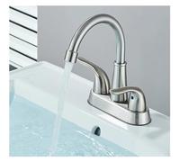 Basin Brass Sink Double Handle hot and Cold Water Basin Faucet Installed on The Counter(Brushed A)