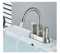 Basin Brass Sink Double Handle hot and Cold Water Basin Faucet Installed on The Counter(Brushed D)