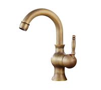 Basin Faucet Antique Brass Basin Faucet Luxury Retro Bathroom Vanity Sink Tap Single Handle 360 Degree Swivel Hot Cold Water Mixer Tap (Color : A2)