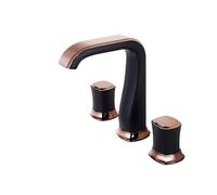 Basin Faucet Bathroom Faucet Widespread Sink Rose Gold Bathroom tap Three Holes 8 inch Basin Tap(Black and Rose Gold)