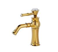 Basin Faucet Bathroom Hot Cold Mixer Tap Brass Crystal Single Lever Lavatory Sink Faucets 360° Multi-Directional Washroom Vessel Taps