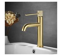 Basin Faucet Bathroom Sink Mixer Hot and Cold Brush Gold Brass Matte Black Decked Single Lever Water Tap(Brush Gold Short)