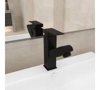 Basin Faucet Black Stainless Steel ABS Pull-Out 157x172mm Swivel 40cm Hose Brass