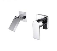 Basin Faucet Brass Concealed Gunmetal Gray tap into The Wall Hot and Cold Folding Outlet Brushed Gold(Cromo)