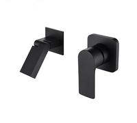 Basin Faucet Brass Concealed Gunmetal Gray tap into The Wall Hot and Cold Folding Outlet Brushed Gold(Nero)