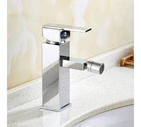 Basin Faucet Copper Chrome Finish Square Toilet Bidet Faucet Single Handle Cold and Hot Water Tap Bidet Mixer Bathroom