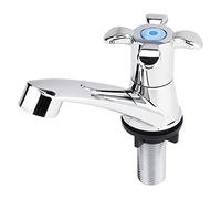 Basin Faucet, G1/2 Chrome Plated Single Handle Cold Water Tap Sink Faucet Bathroom Basin Bathtub Kitchen Sink Accessories(Blossom Handle)