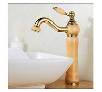 Basin Faucet Gold Crane Brass Jade Body 360 Degree Swivel Bathroom Deck Mount Counter top Water Mixer Tap(2)