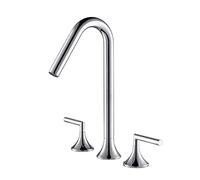 Basin Faucet Gun Grey Bathroom Widespread Basin Faucets, Brass Sink Mixer Hot & Cold Lavatory Crane Vessel 2 Handle 3 Hole Taps Brushed Gold Mixer Taps,Black B,Chrome a