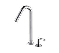 Basin Faucet Gun Grey Bathroom Widespread Basin Faucets, Brass Sink Mixer Hot & Cold Lavatory Crane Vessel 2 Handle 3 Hole Taps Brushed Gold Mixer Taps,Black B,Chrome B