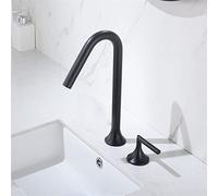 Basin Faucet Gun Grey Bathroom Widespread Basin Faucets, Brass Sink Mixer Hot & Cold Lavatory Crane Vessel 2 Handle 3 Hole Taps Brushed Gold Mixer Taps,Black B,Black B
