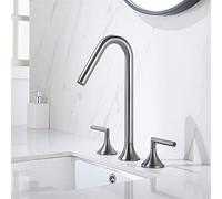 Basin Faucet Gun Grey Bathroom Widespread Basin Faucets, Brass Sink Mixer Hot & Cold Lavatory Crane Vessel 2 Handle 3 Hole Taps Brushed Gold Mixer Taps,Black B,Gray a