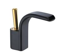 Basin Faucet Hot and Cold Brass Faucet Bathroom Toilet Waterfall Washbasin Faucet Mixed W3031(Black with Gold)