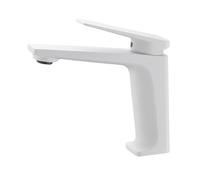 Basin Faucet Hot and Cold Water Sink Tap Single Hole Handle Deck Mounted Bathroom Mixer System(Matt White)