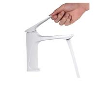 Basin Faucet Modern Bathroom Sink Faucet, Single Handle Deck Mounted Wash Basin Water Tap, Brass Core Hot and Cold Mixer Meet Different Needs(Ceramic White)