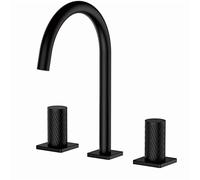 Basin Faucet Rose Gold Bathroom Basin Faucets, Brass Sink Mixer Hot & Cold Lavatory Water Crane Vessel, Dual Handle Widespread Luxury Black Mixer Taps,Rose GOL,Black