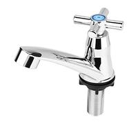 Basin Faucet Single Handle Water Nozzle Cold Water Tap, Modern Single Cold Faucet Sink Accessories Chrome Finish Water Tap for Home Bathroom Washbasin Kitchen Basin(Cross Handle)