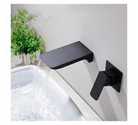 Basin Faucet Wall Mounted Brushed Gold Bathroom Sink Faucet in-Wall Black Waterfall Tap Basin Mixer Tap Set Combination(Nero)