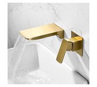 Basin Faucet Wall Mounted Brushed Gold Bathroom Sink Faucet in-Wall Black Waterfall Tap Basin Mixer Tap Set Combination(Brushed Gold)