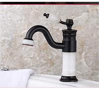 Basin Faucet Water Mixer Tap Bathroom Vessel Basin Water Sink Mixer Gold Light Luxury North Europe Style Brass and Jade (Color : Burgundy)