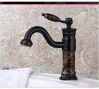 Basin Faucet Water Mixer Tap Bathroom Vessel Basin Water Sink Mixer Gold Light Luxury North Europe Style Brass and Jade (Color : Rojo)