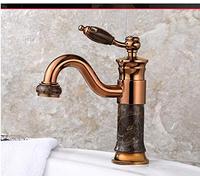 Basin Faucet Water Mixer Tap Bathroom Vessel Basin Water Sink Mixer Gold Light Luxury North Europe Style Brass and Jade (Color : Yellow)