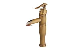 Basin Faucets Antique Brass Waterfall Bathroom Vessel Sink Faucet Single Handle Deck Wash Mixer Water Tap WC Taps(SLT007C)
