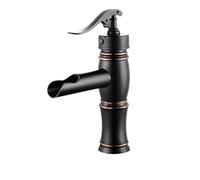 Basin Faucets Antique Brass Waterfall Bathroom Vessel Sink Faucet Single Handle Deck Wash Mixer Water Tap WC Taps(SLT007SC-B)