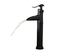 Basin Faucets Antique Brass Waterfall Bathroom Vessel Sink Faucet Single Handle Deck Wash Mixer Water Tap WC Taps(SLT8052G)