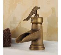 Basin Faucets Antique Brass Waterfall Bathroom Vessel Sink Faucet Single Handle Hole Deck Wash Mixer Water Tap WC Taps