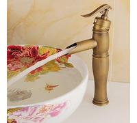 Basin Faucets Antique Brass Waterfall Bathroom Vessel Sink Faucet Single Handle Hole Deck Wash Mixer Water Tap WC Taps(SLT007C)
