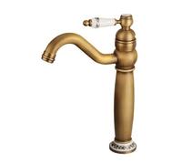 Basin Faucets Antique Bronze Solid Brass Bathroom Sink Faucet, with Ceramic Single Handle Hole Washbasin Mixer Tap WC Tap AF1080(High)
