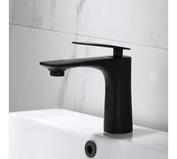 Basin Faucets Black and Gold Sink Mixer Hot and Cold Bathroom Tap Brass Faucet Crane(Black 1)