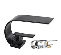 Basin Faucets Brass Black Countertop Deck Mount Waterfall Bathroom Vessel Sink Faucet Square Lavatory Wash Mixer Taps(Matte Gold)