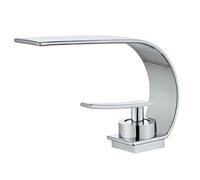 Basin Faucets Brass Black Countertop Deck Mount Waterfall Bathroom Vessel Sink Faucet Square Lavatory Wash Mixer Taps(Chrome)