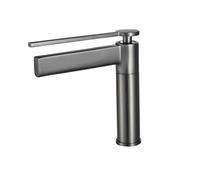 Basin Faucets Deck Mounted Bathroom Faucet Brass Mixer Single Handle Hot and Cold Sink Washbasin Toilet(Gray Short)