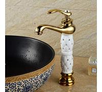 Basin Faucets Euro Gold Washbasin Faucet Luxury Tall Bathroom Basin Taps Single Handle Vanity Single Hole Mixer Water Taps(SLT006L-W)