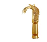 Basin Faucets High Swan Faucet Arch Design Luxury Wash Mixer Taps Brass Hot and Cold Taps Single Hole Tap(Gold)