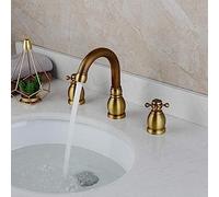 Basin Faucets Luxury Antique Brass Deck Mounted Bathroom Faucet 3 Pcs Double Handle Lavatory Sink Mixer Taps Kitchen Sink Faucet