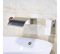 Basin Faucets Luxury Two Holes Wall Mounted Waterfall Tap Bathroom Hot and Cold Mixer Taps-Brushed Nickel,Chrome B