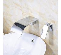 Basin Faucets Luxury Two Holes Wall Mounted Waterfall Tap Bathroom Hot and Cold Mixer Taps-Chrome A