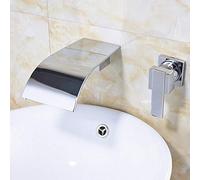 Basin Faucets Luxury Two Holes Wall Mounted Waterfall Tap Bathroom Hot and Cold Mixer Taps-Chrome A