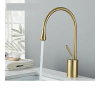 Basin Faucets Modern Basin Faucet Brushed Gold Black Silver Deck Mounted Sink Tap Mixer Hot & Cold Brass for Bathroom(Brushed Gold Medium)