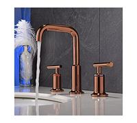 Basin Faucets Polished Gold North American Bathroom Sink Faucet Widespread 3 Hole Bathroom Basin Mixer Matte Gold Finish(Rose Gold)