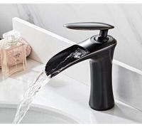 Basin Faucets Waterfall Bathroom Faucet Single Handle Mixer Tap Bath Black Gold Brass Sink Water Crane Silver(Black S)