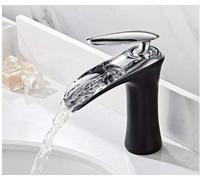 Basin Faucets Waterfall Bathroom Faucet Single Handle Mixer Tap Bath Black Gold Brass Sink Water Crane Silver(Black and Chrome)