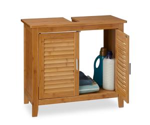 Basin floor cabinet bamboo Under-Sink Storage Elegant Compact Wooden Basin Unit