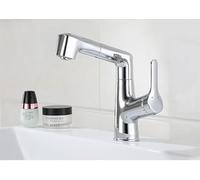 Basin Lifting and Pulling Faucet All Copper Household Gun Gray Basin Washbasin Above Counter Basin Hot and Cold Mixing Faucet,Type B Chrome